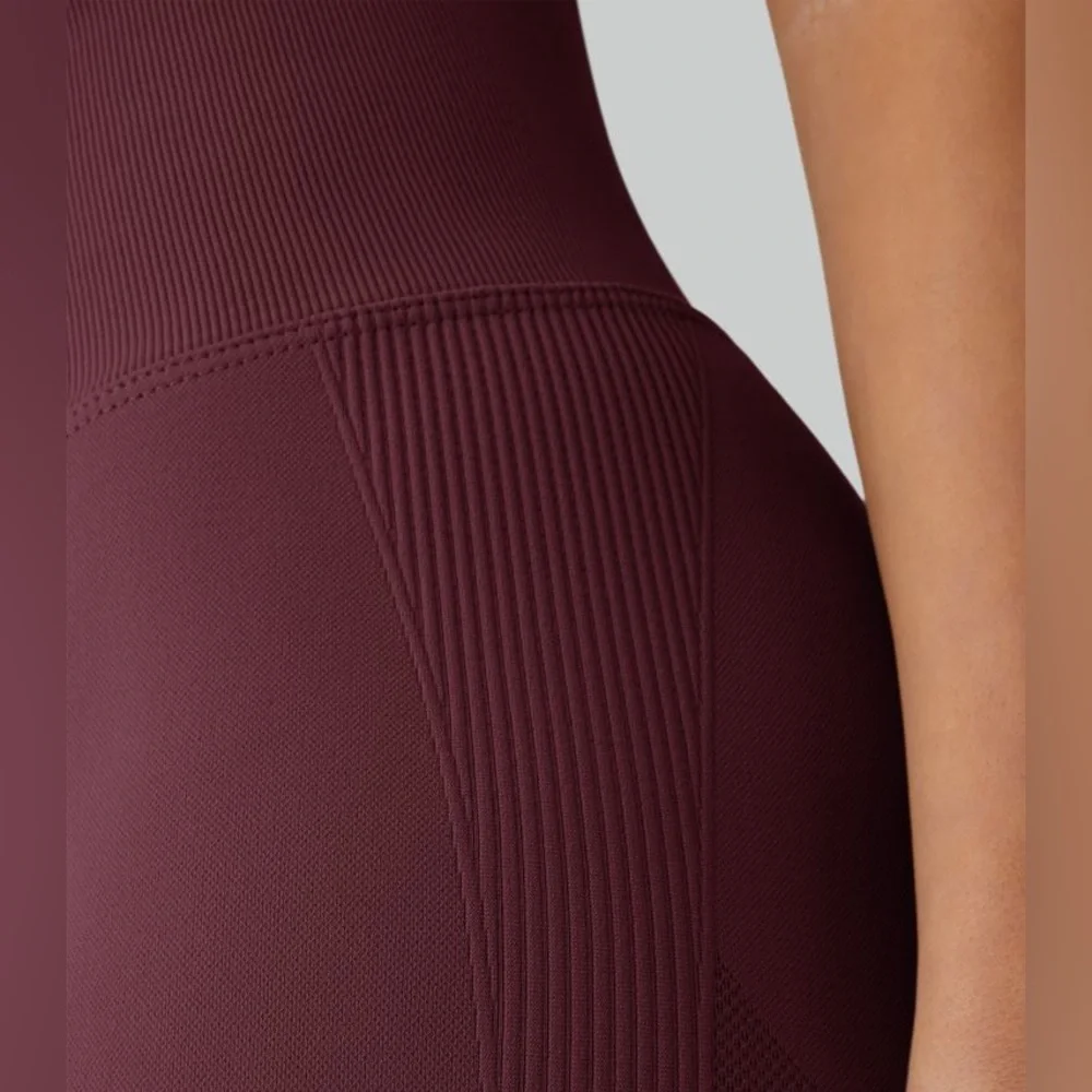HALARA Full Length Red Seamless Flow High Waisted Butt Lifting Leggings - Picture 3 of 12